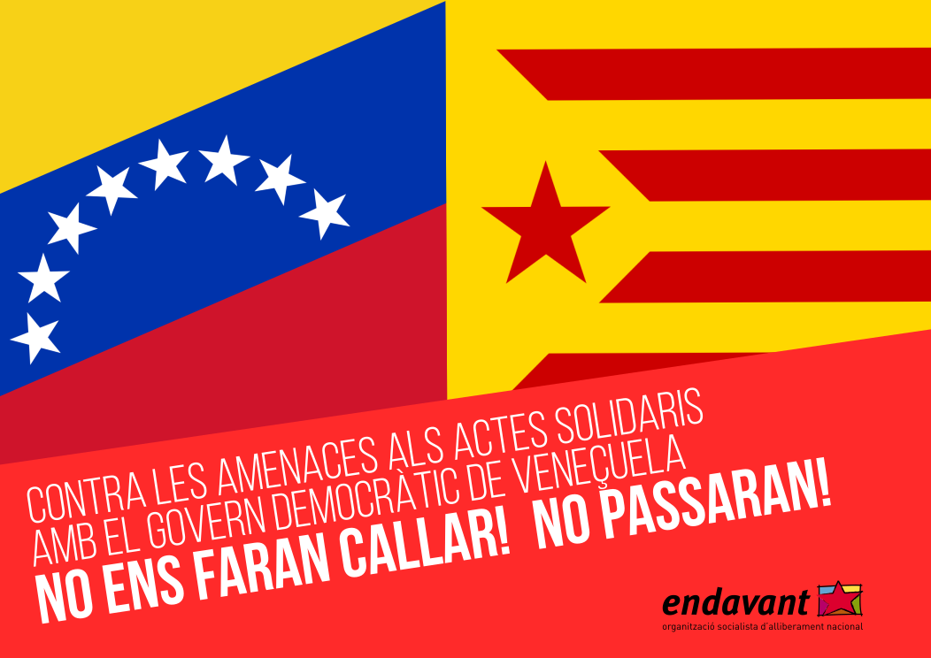 Denunciem les amenaces contra un acte de solidaritat amb el govern democràtic de Veneçuela programat per aquest dissabte 20 a Tarragona.