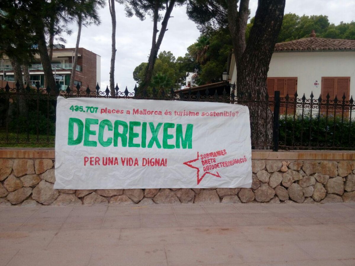 "Decreixem per una vida digna!" Nova acció d'Arran, Endavant i Joves del GOB dins la campanya SDA a Mallorca