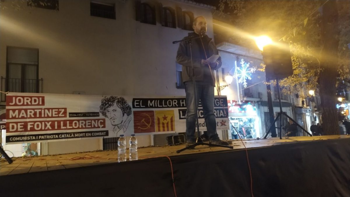 Intervenció d’Endavant (OSAN) a l’homenatge 2019 a Jordi Martínez de Foix i Llorenç