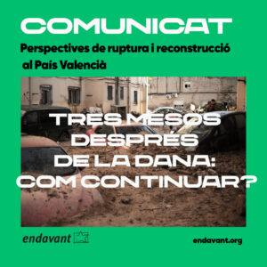 Tres mesos després de la dana: com continuar? Perspectives de ruptura i reconstrucció al País Valencià